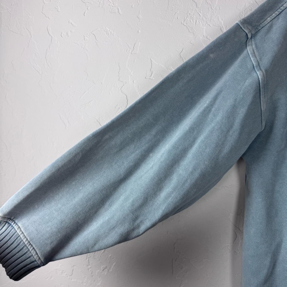 Aerie Oh Snap Sweatshirt Sweater Pullover Knit Top Henley Cloud Wash Blue Fleece - Picture 3 of 8
